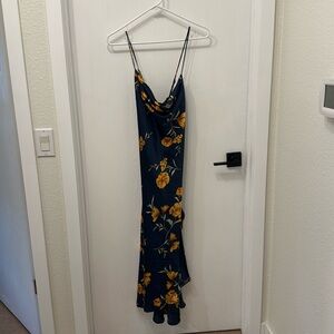 NWT ASTR The Label Silky Navy Floral Dress